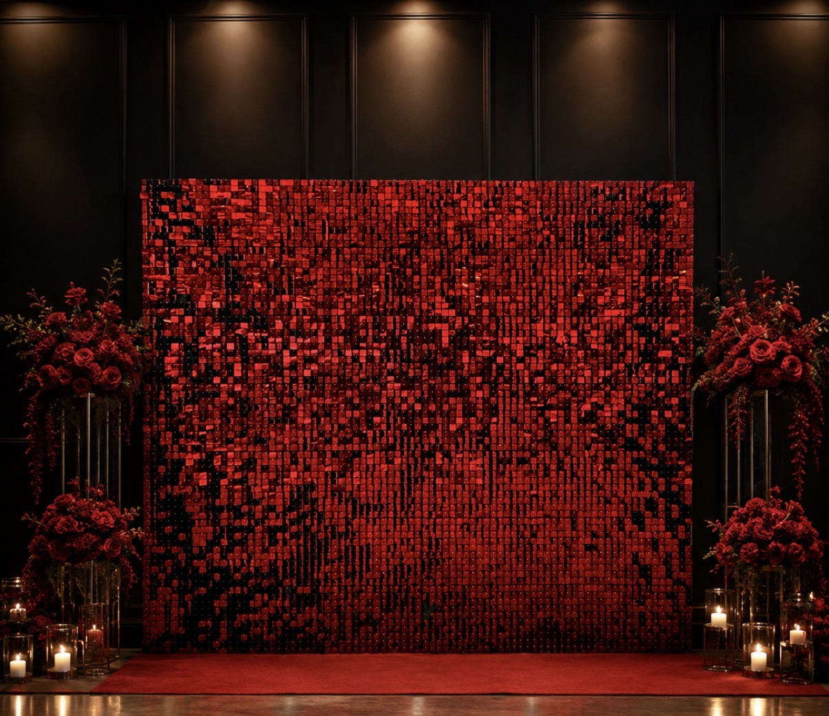 red-shimmer-backdrop-hire